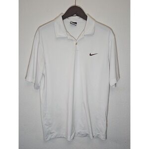 Nike Polo Shirt Mens  Medium White Golf  Lightweight Casual Short Sleeve Dri-Fit